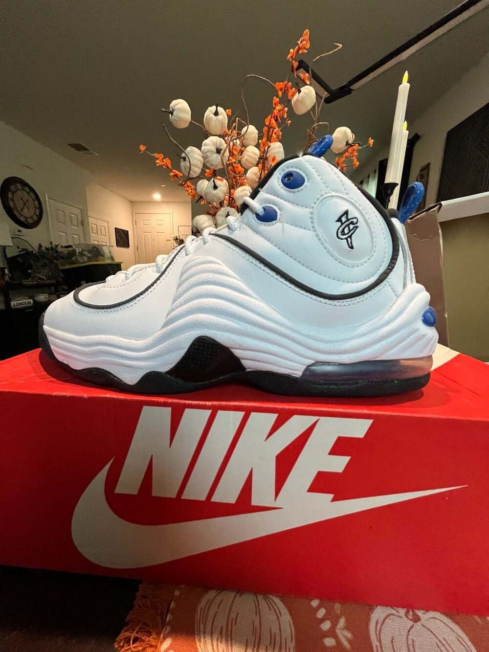 Nike Air Penny 2 'Home' White Varsity Royal Blue Basketball Shoes 333886-100 7Y/